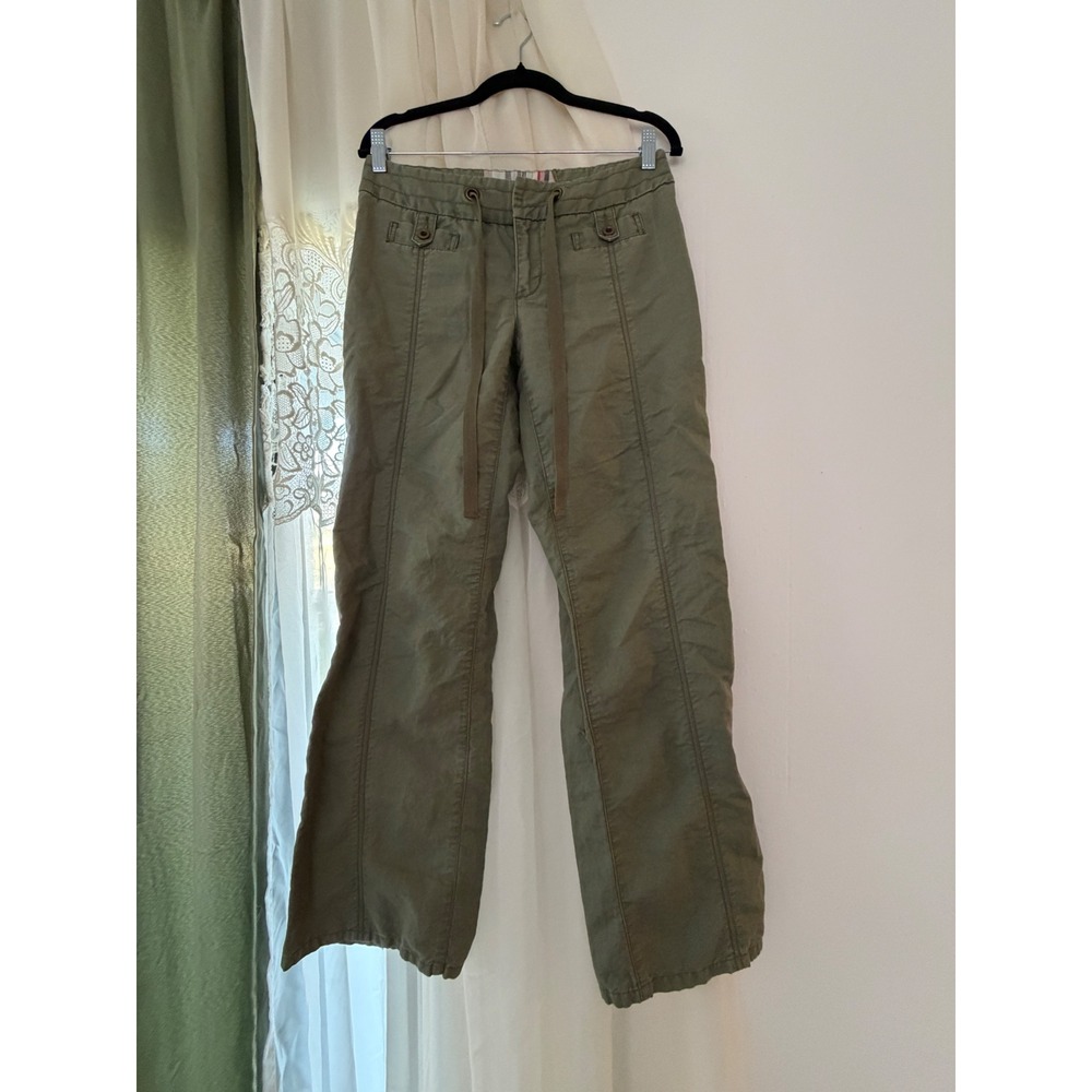 Daughters of the Liberation LINEN Utility Pants Womens 2 Olive Green Earthy Boho